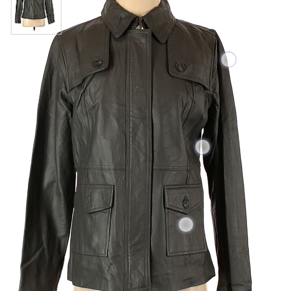 Issac mizrahi  grey leather jacket
